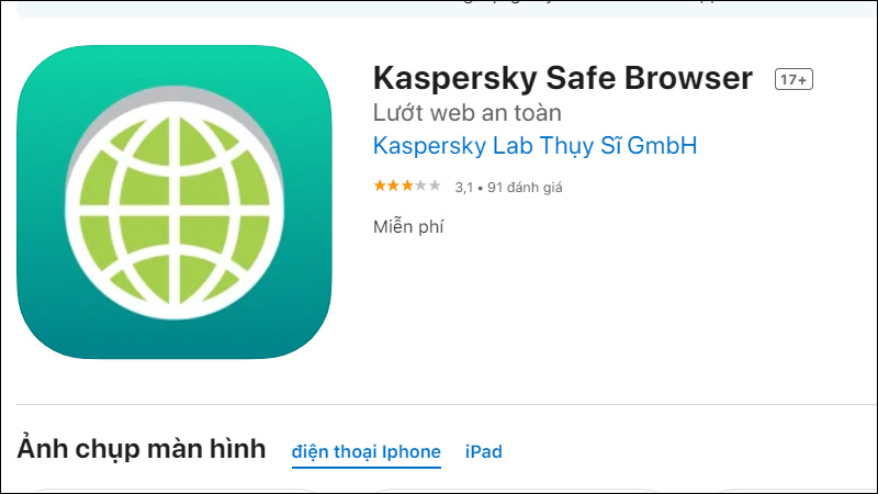 Ứng dụng Kaspersky Safe Browser